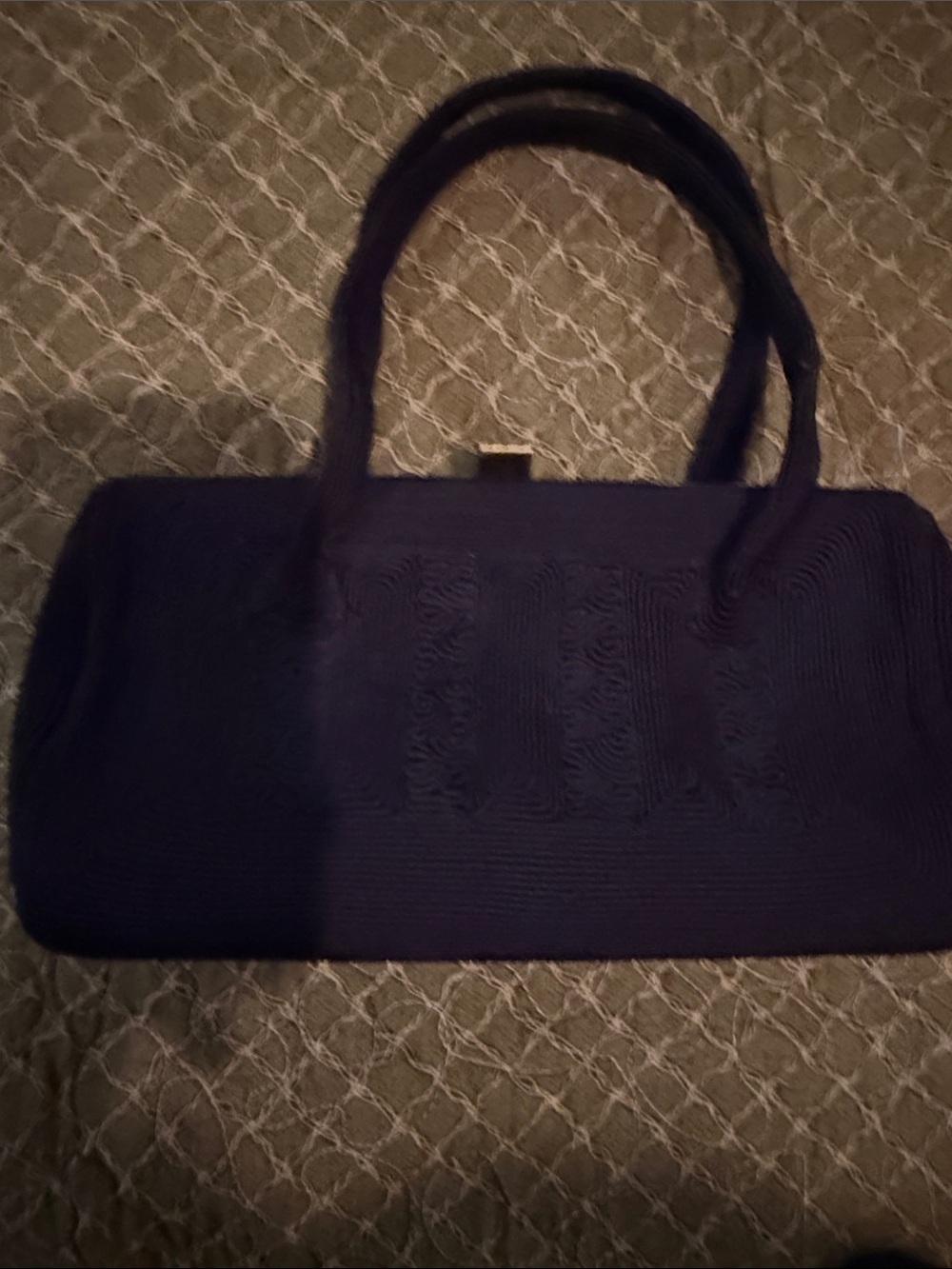 Classic Navy Handbag with Top Handles